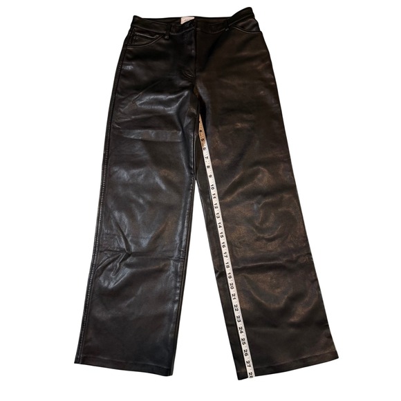 Aritzia Wilfred Free Black Vegan Leather Wide Leg Cropped Pants Size 8 - Picture 2 of 7